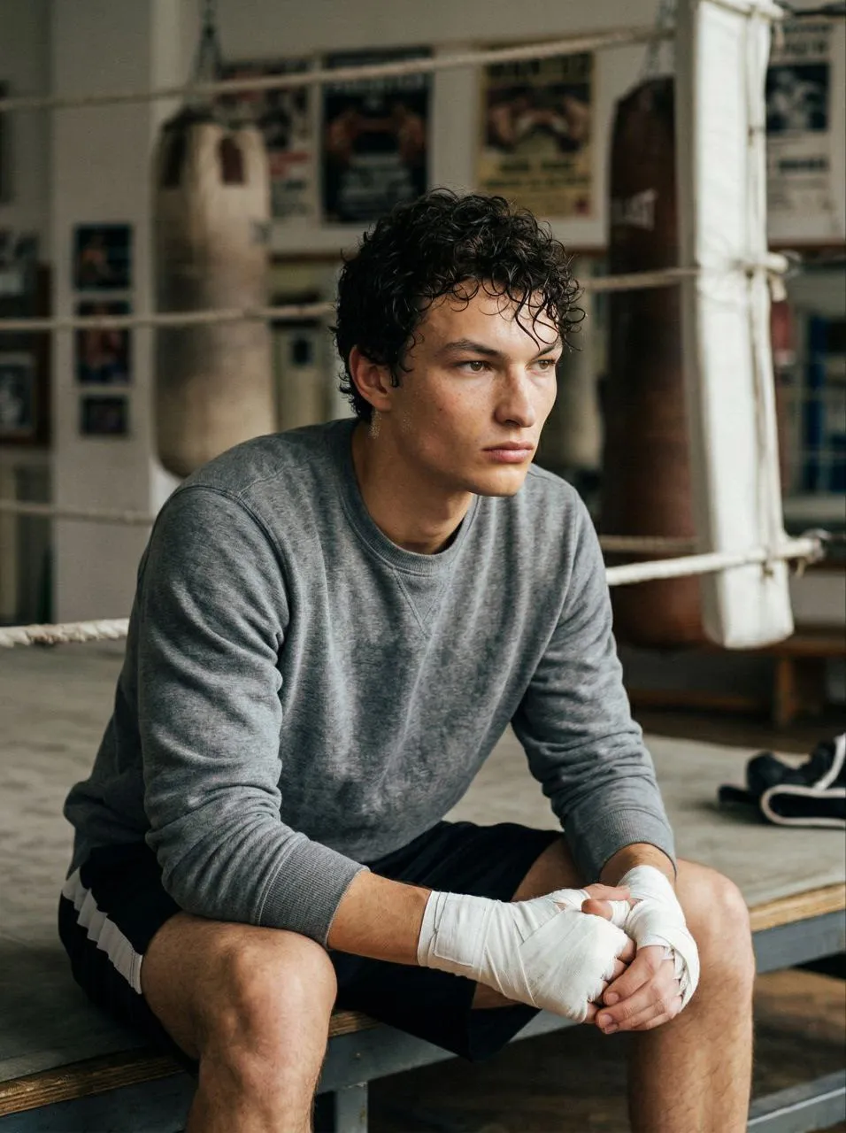 Realistic Vintage Boxing Gym Portrait