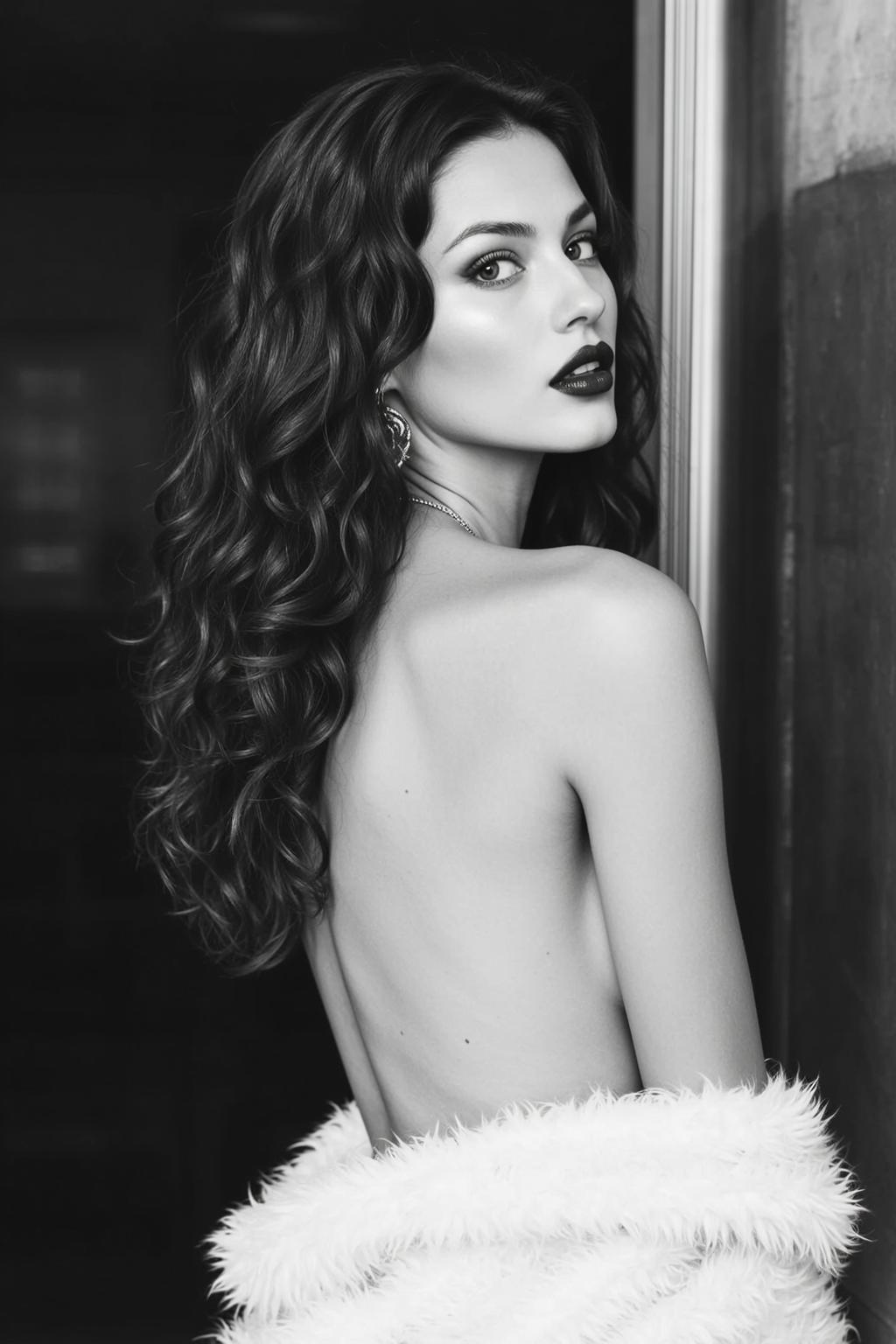 Photorealistic Black And White Portrait Shows Young Woman With Long