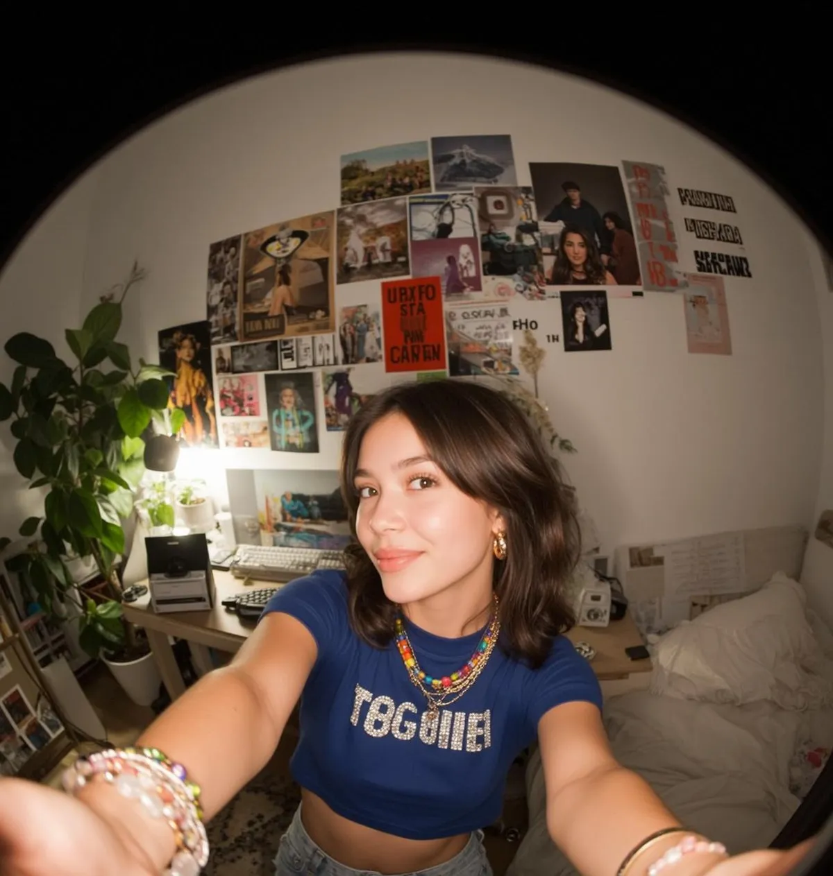 Earrings Necklace And Bracelets In Selfie Portrait