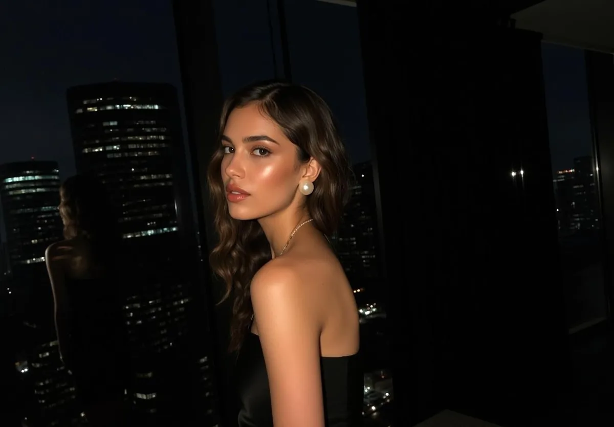 Earrings And Necklace In Dress Portrait