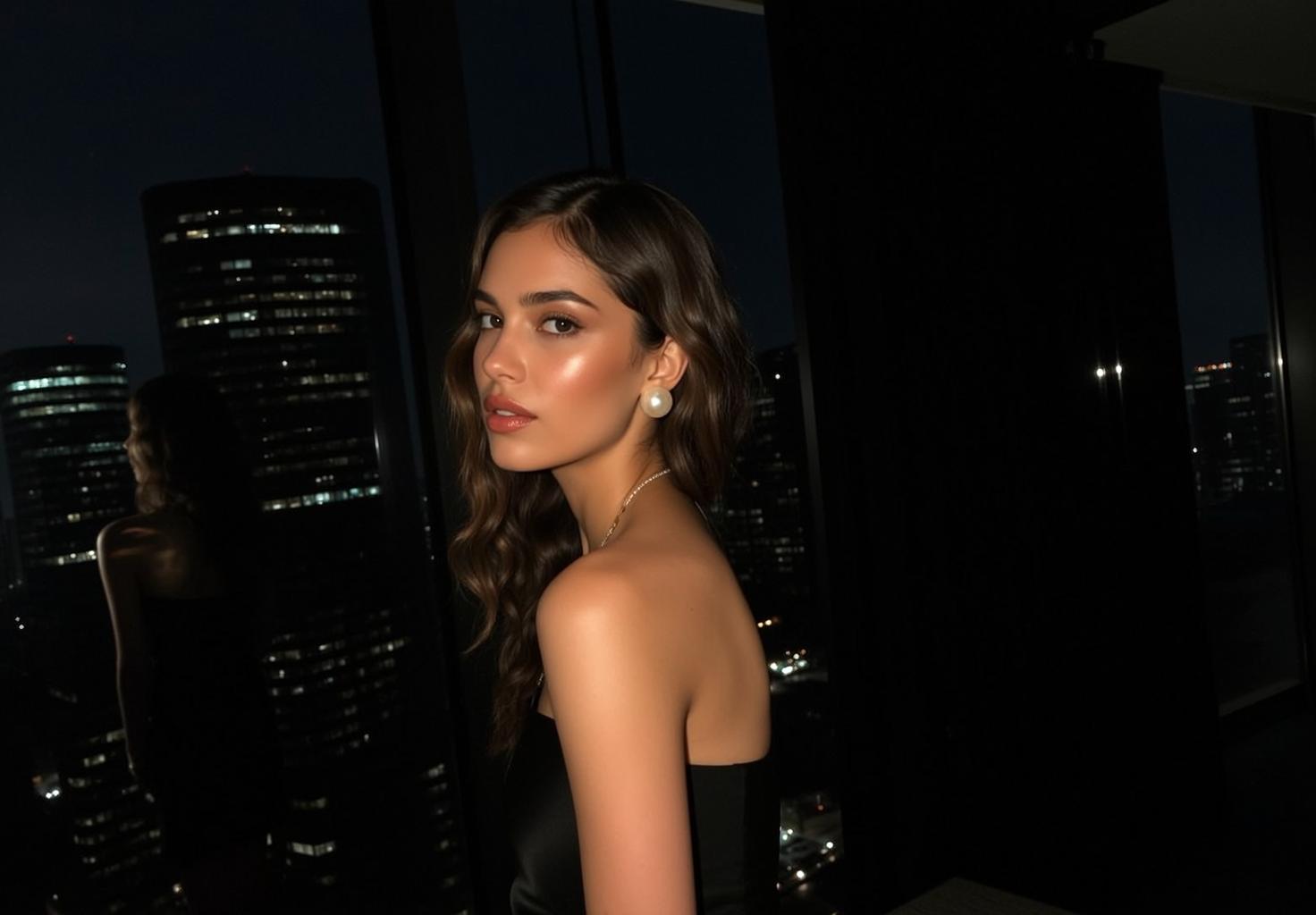 Black Satin Dress Profile