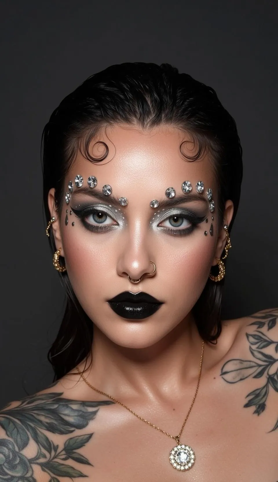 Halloween Makeup Young Wet Black Styled Curls