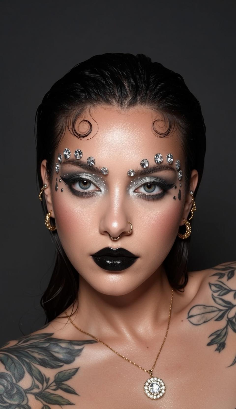 Halloween Makeup Young Wet Black Styled Curls