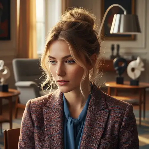 Highly Detailed Portrait Beautiful German Woman With Expression Introspection She