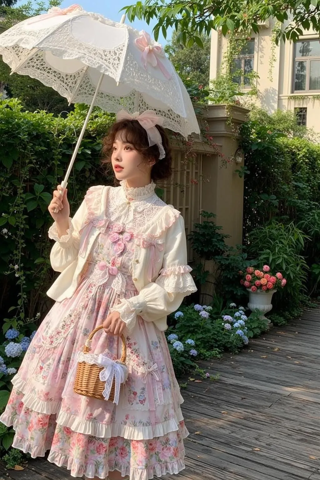 Parasol Garden Path Pose