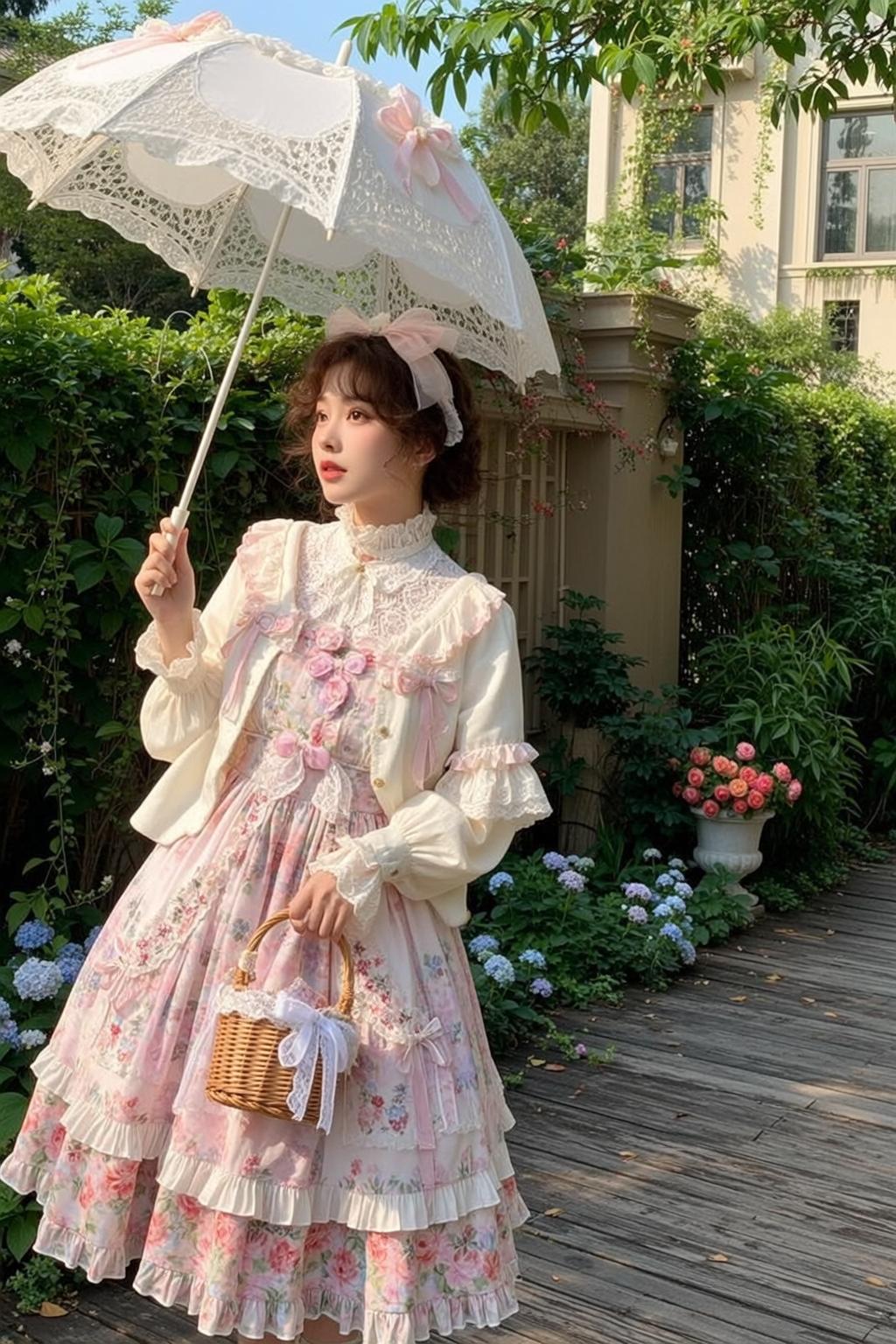 Parasol Garden Path Pose