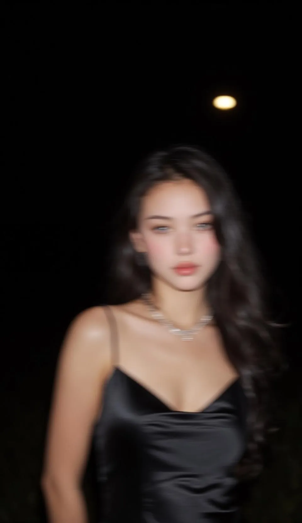 Necklace With Black Satin Slip Dress