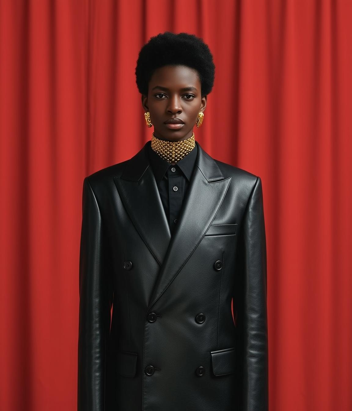 Fashion Week Young Short Afro Dark Black