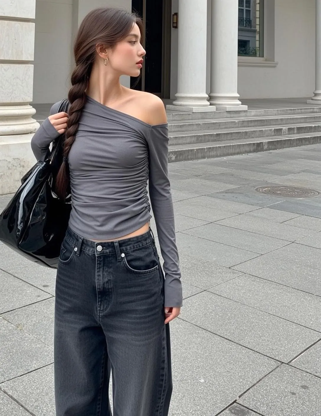 Earrings With Grey Top