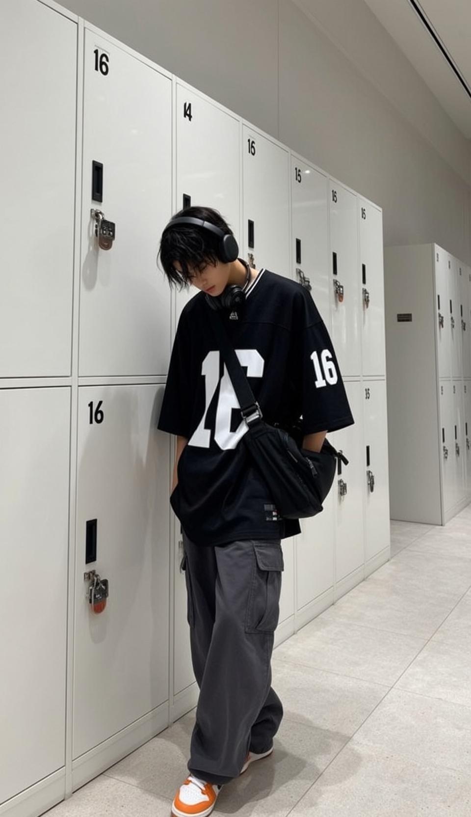 Skater Young Black Messy Pale Oversized Jersey