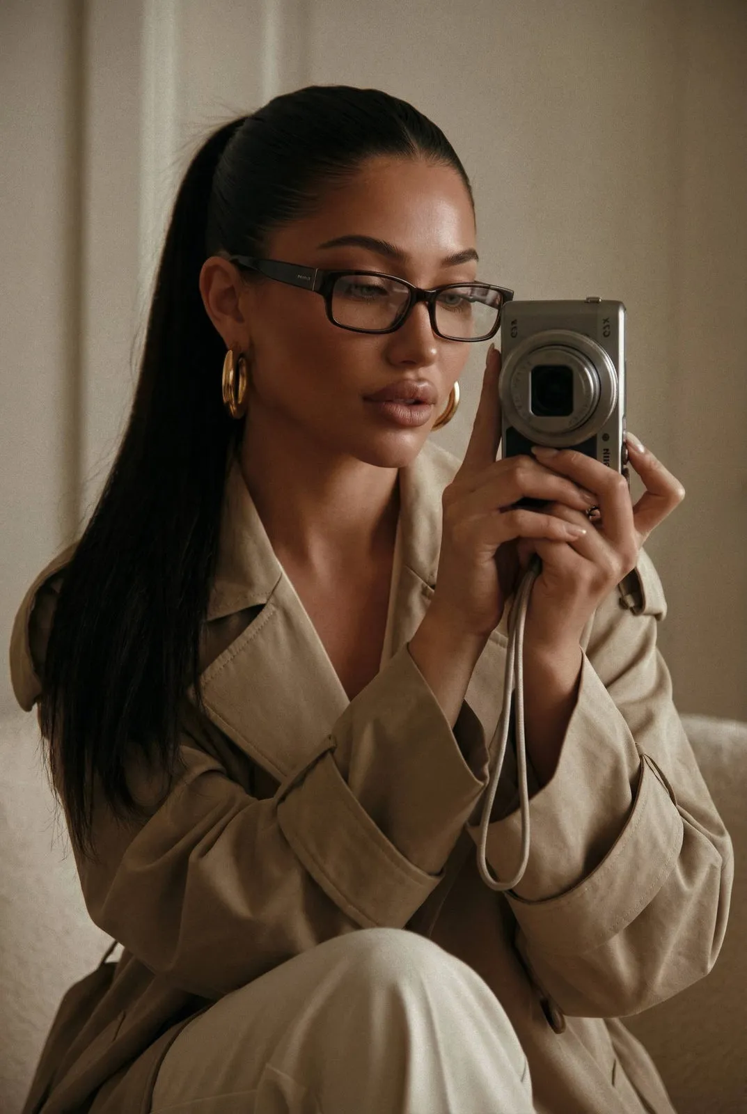 Glasses And Earrings In Styled Portrait