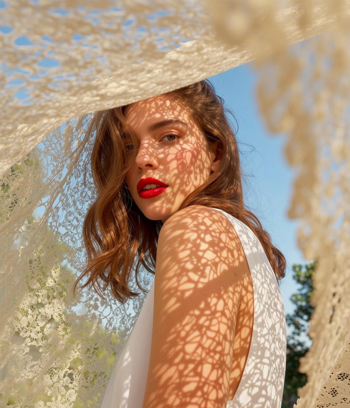 White Dress Lace Shadows
