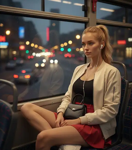 Photo-realistic Shot The Uploaded Woman Red Mini Skirt Black Top