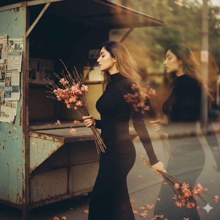 A beautiful young woman in her early 20s wears a high-necked, tight-fitting blac