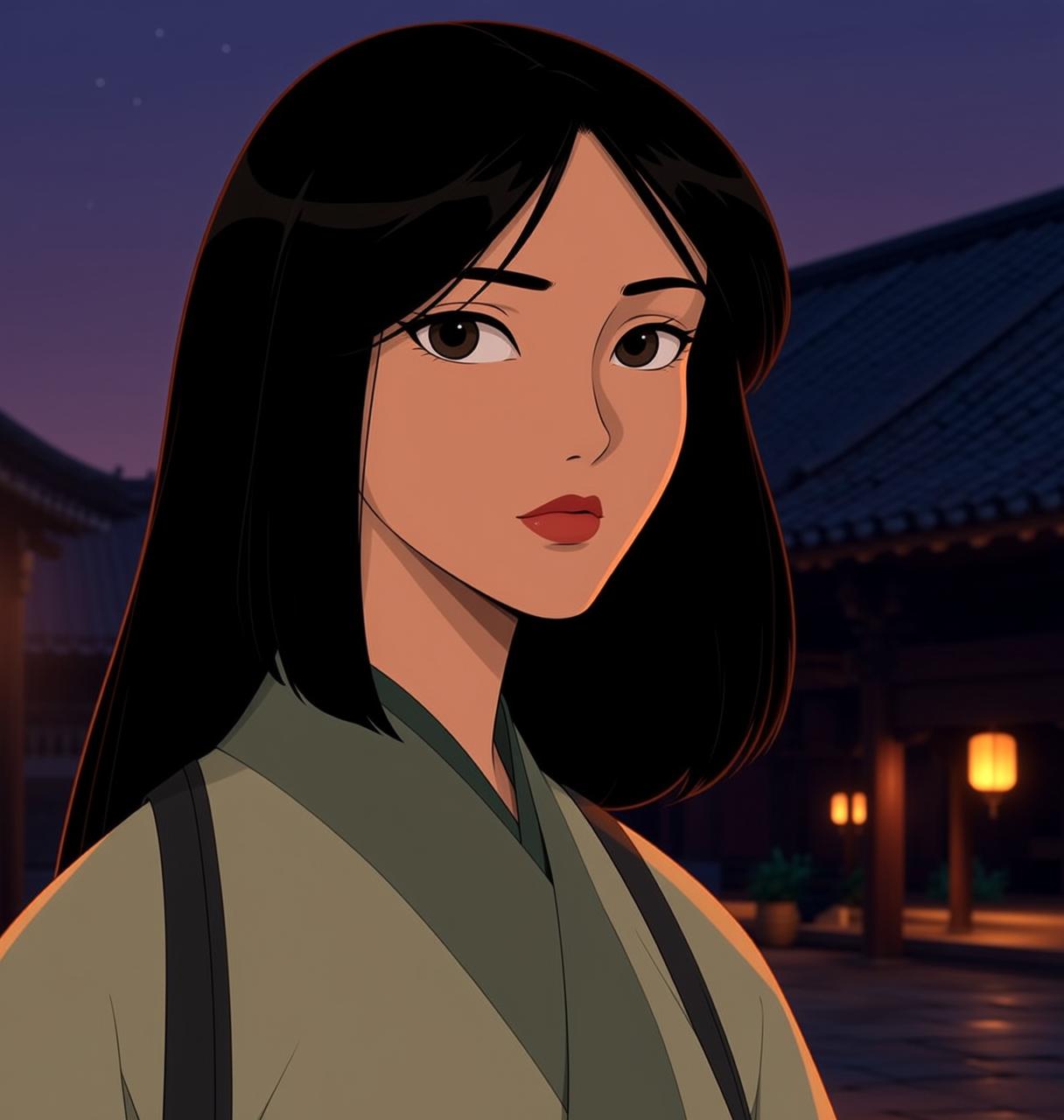 Green Robe Courtyard Portrait