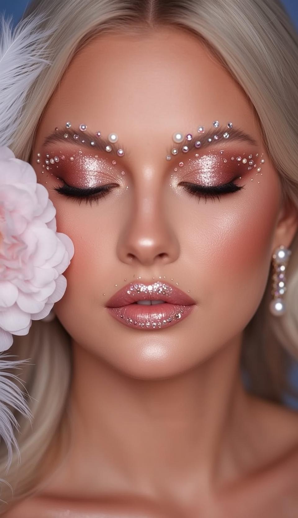 Photorealistic Close-up Portrait Young Woman With Her Eyes Closed Facing
