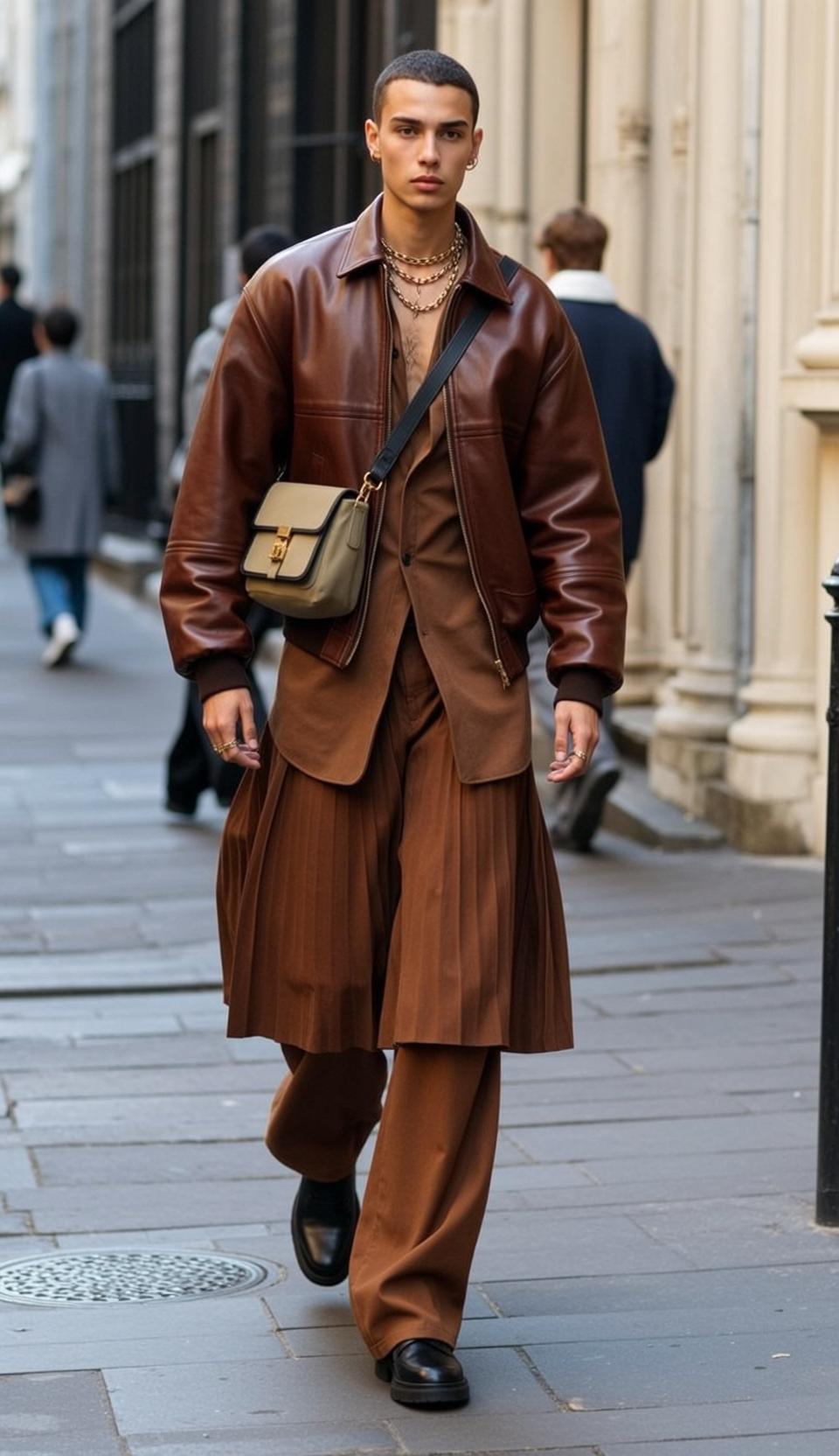 City Street Brown Outfit Gold Jewelry
