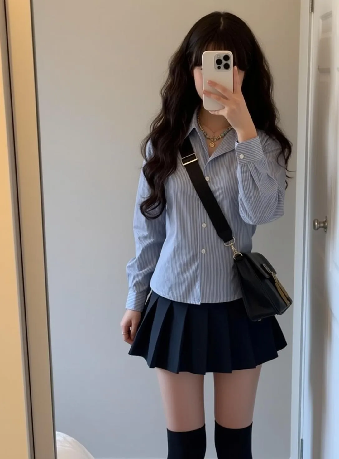 Necklace In Front Of A Mirror