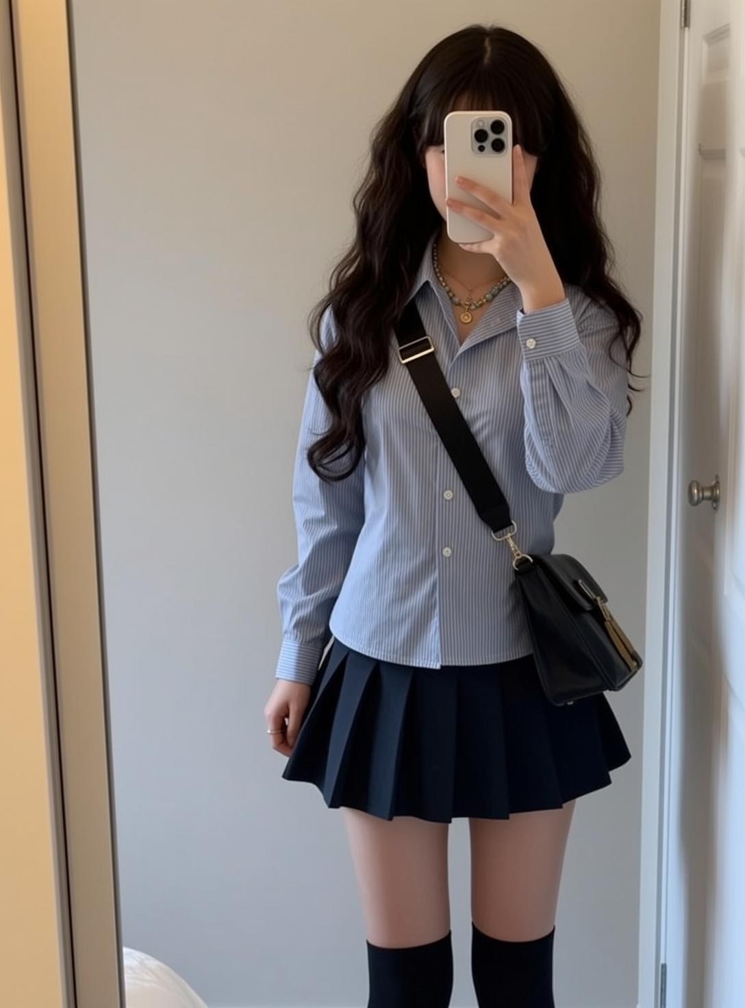 Acubi Young Long Dark Wavy Hair Bangs