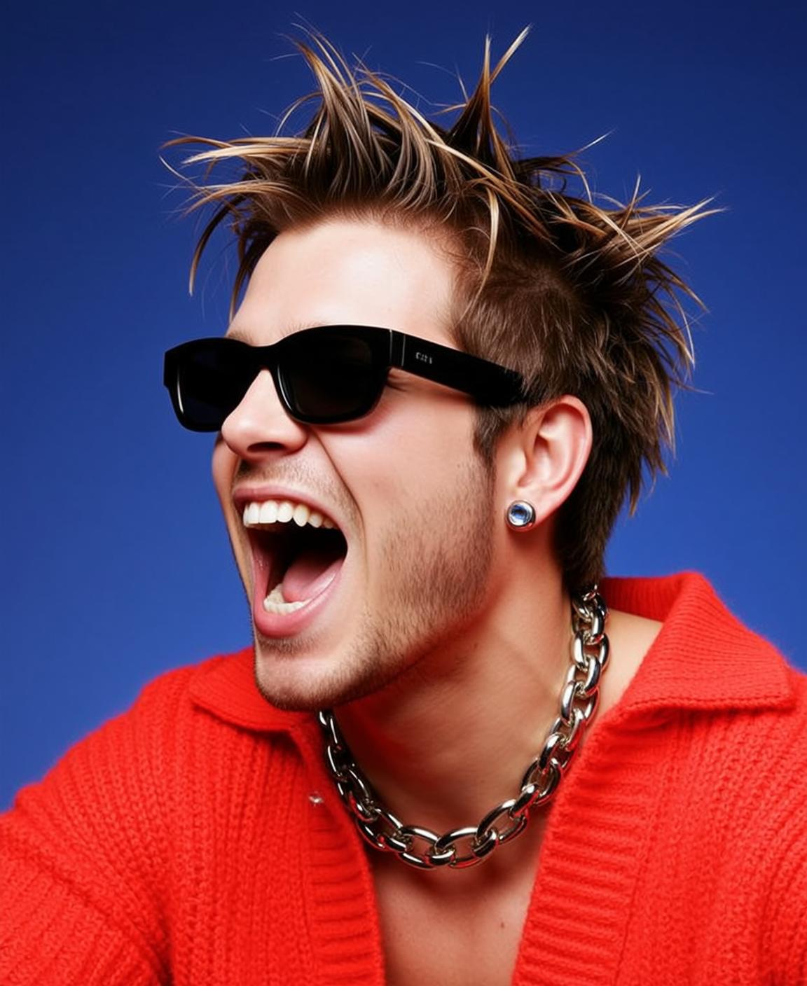 Young Spiky Dyed Blonde Tips Light Red