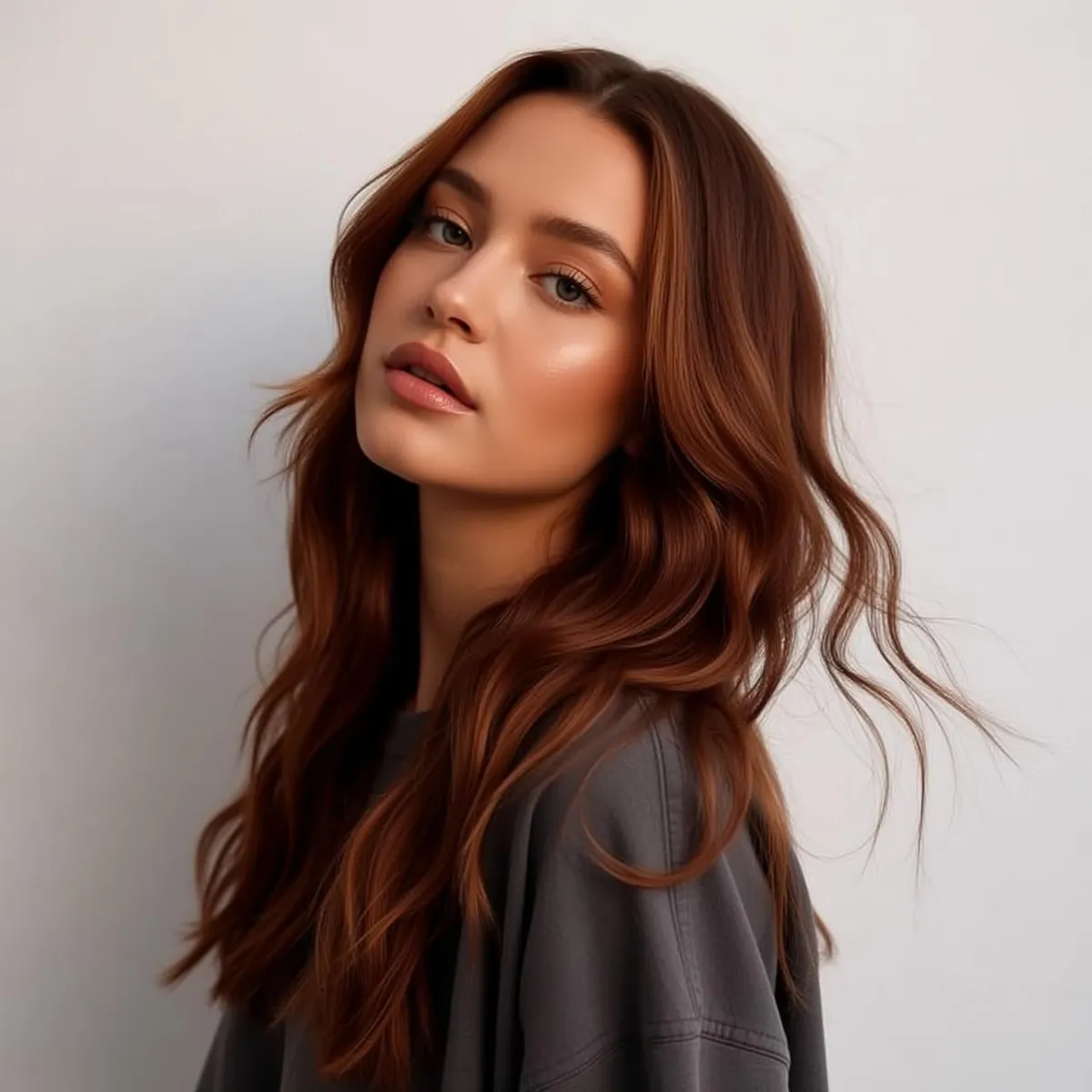 Auburn Hair Studio Portrait Pout