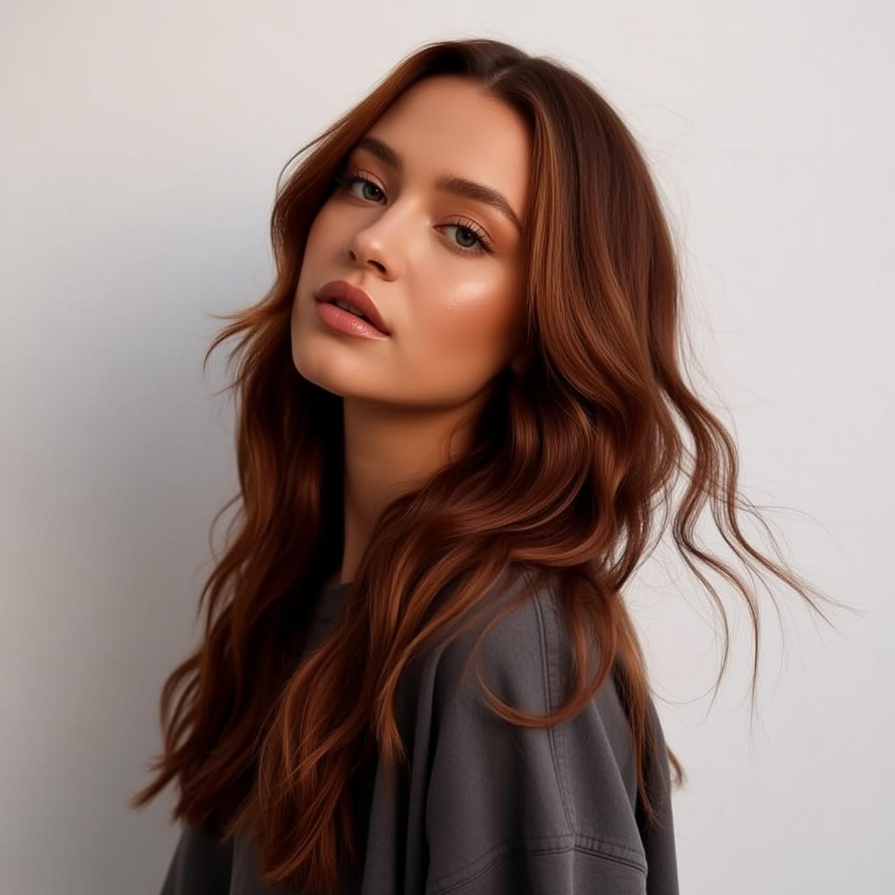 Auburn Hair Studio Portrait Pout