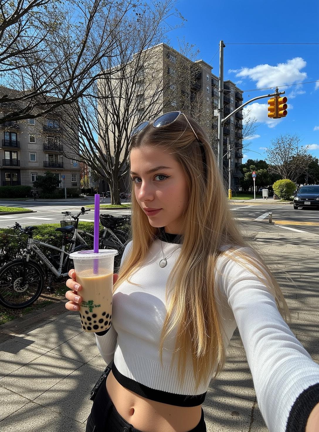 Cropped Top Street Selfie