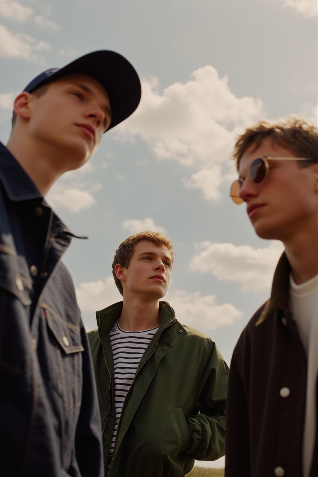 Explore Three Young Men Are Positioned Low-angle