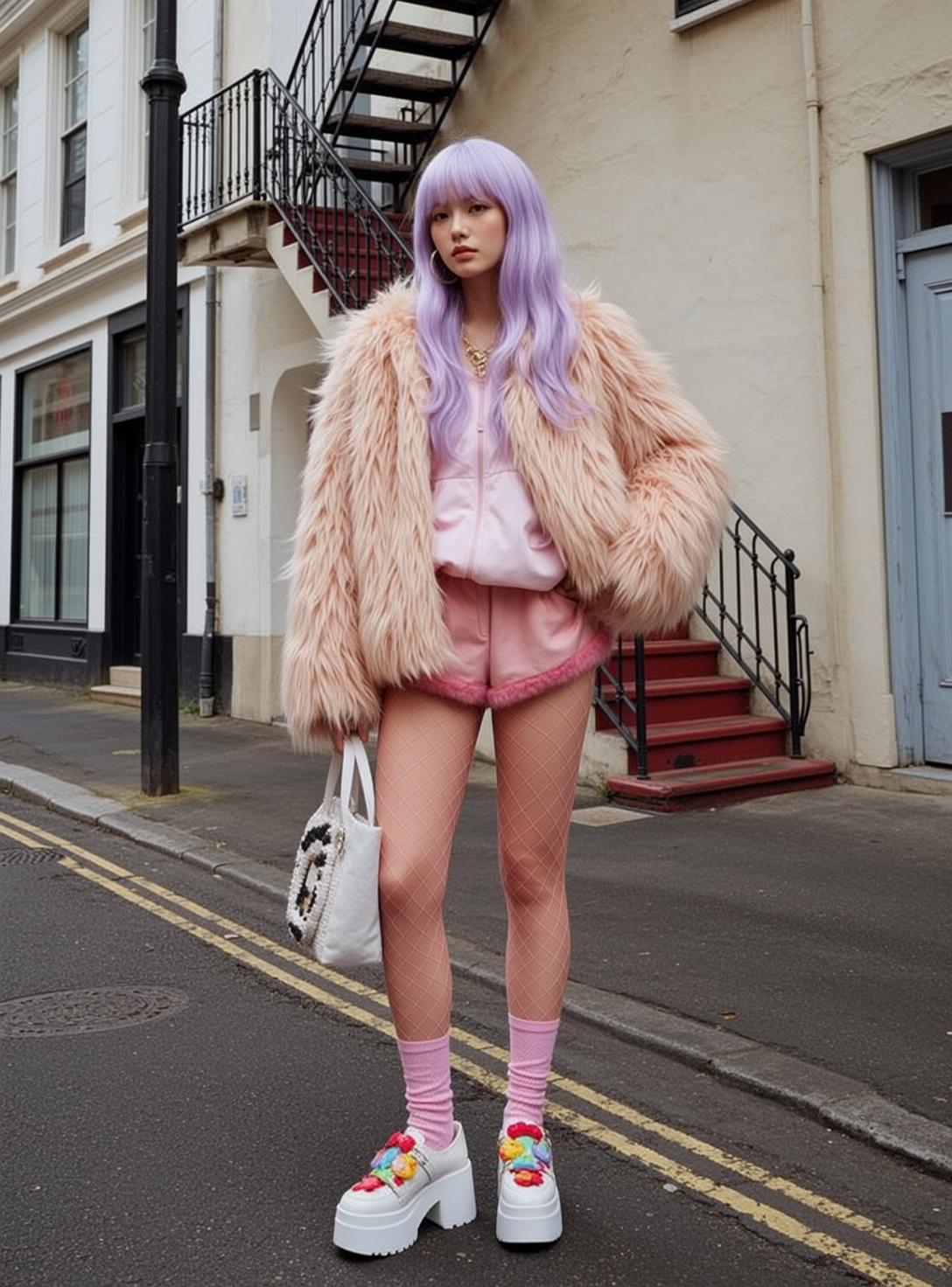 Pink Bomber Jacket Street Pose