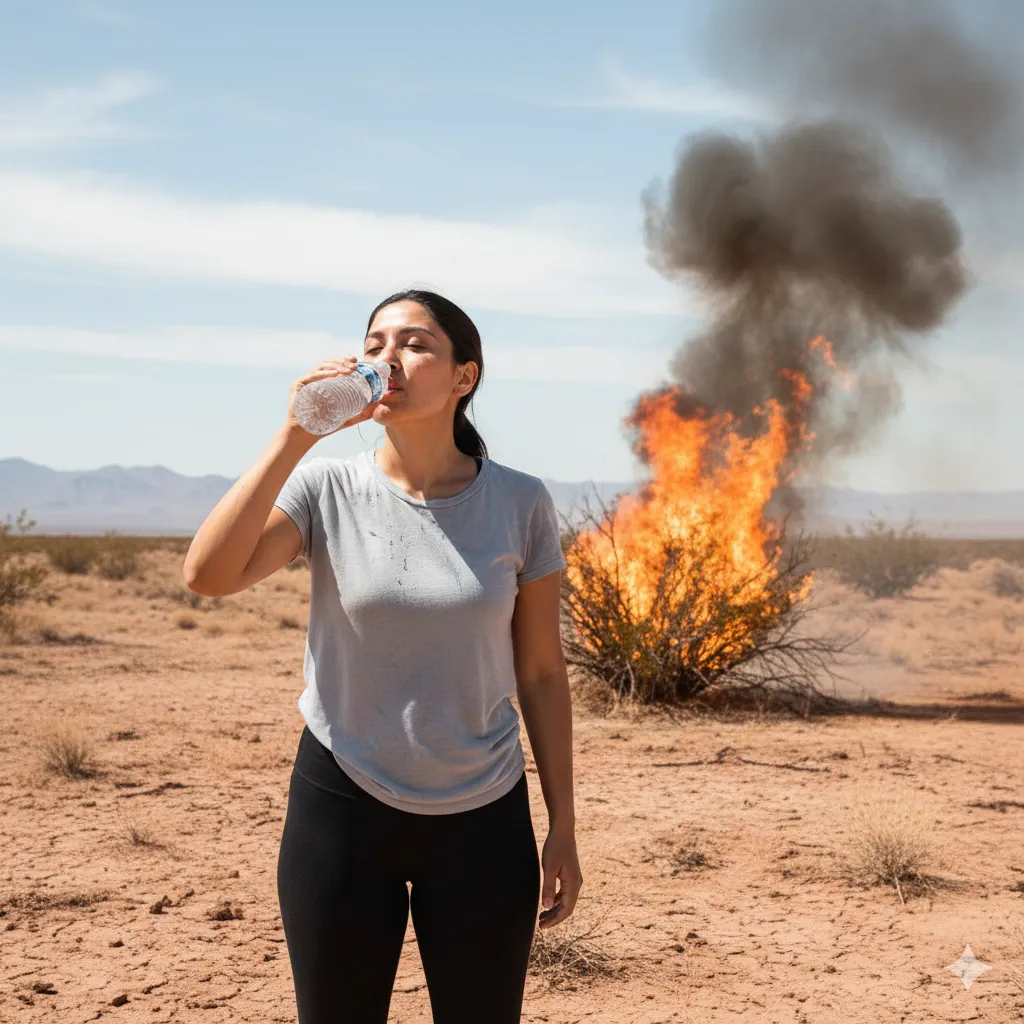 Desert Woman Burning Bush Water