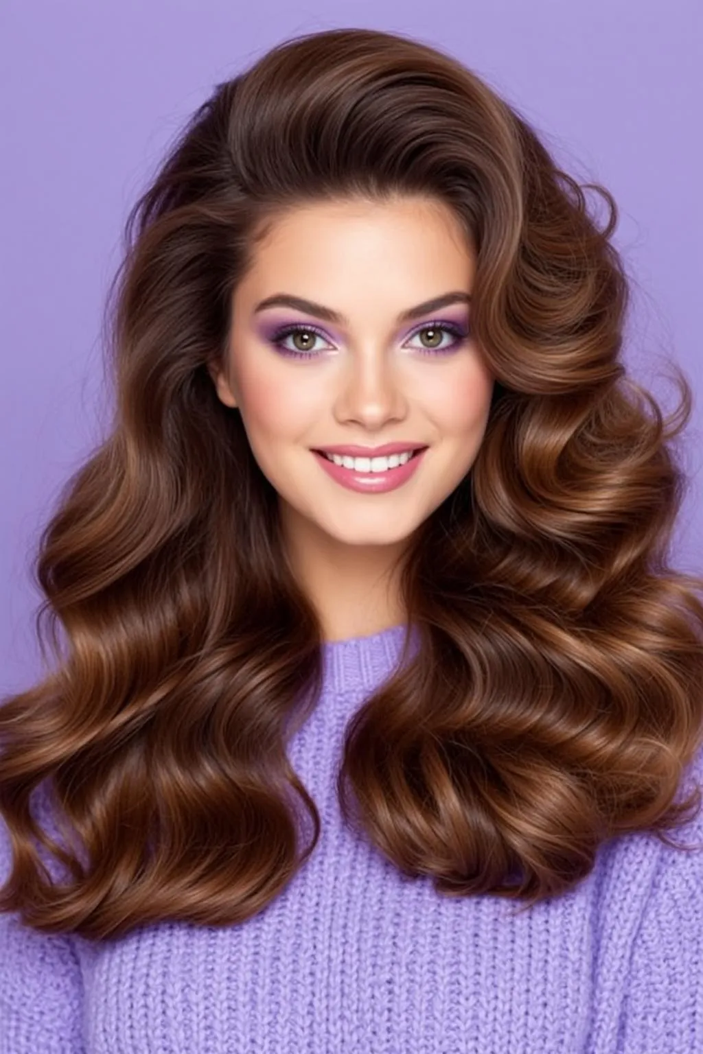 Hair Salon Young Long Wavy Brown Highlights