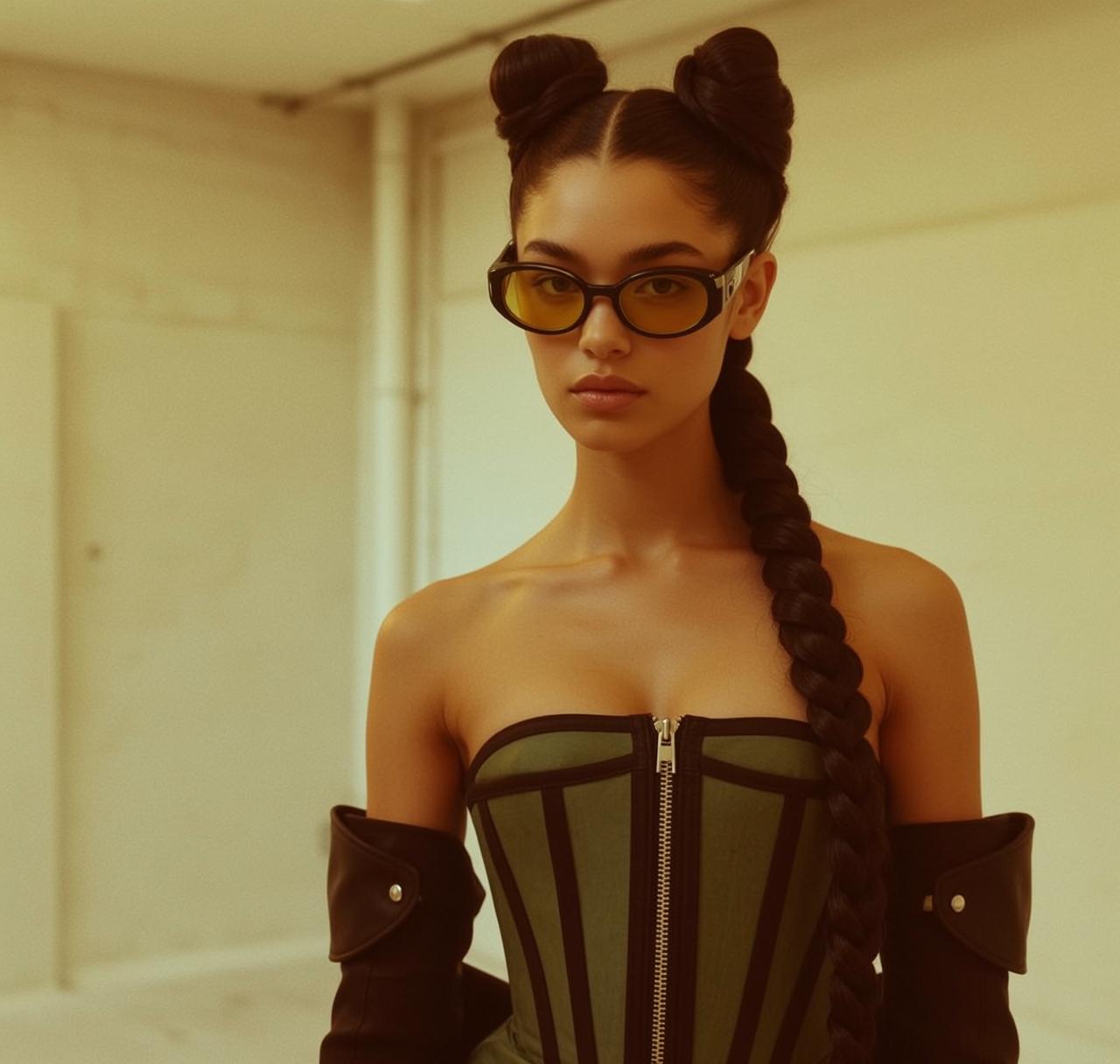 Creative Young Dark Brown Styled Two Buns
