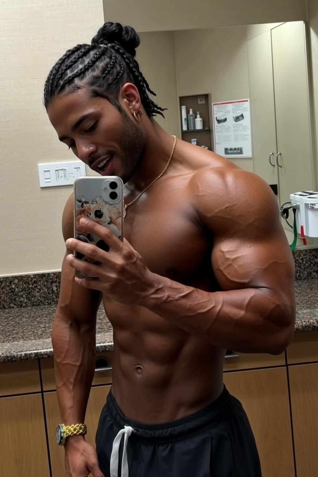 Locker Room Flex Selfie