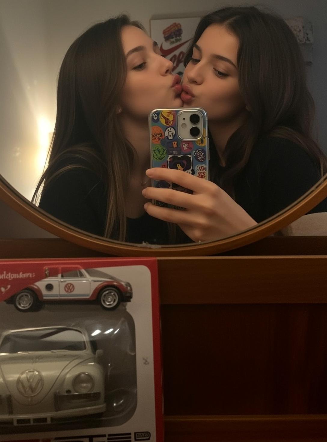 Explore Two Young Women Are Reflected Mirror reference photo