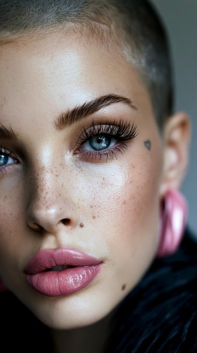 Face Portrait Soft Diffused Lighting Pink Earrings