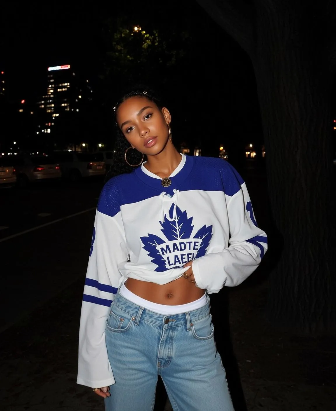 Street At Night Hockey Jersey Jeans