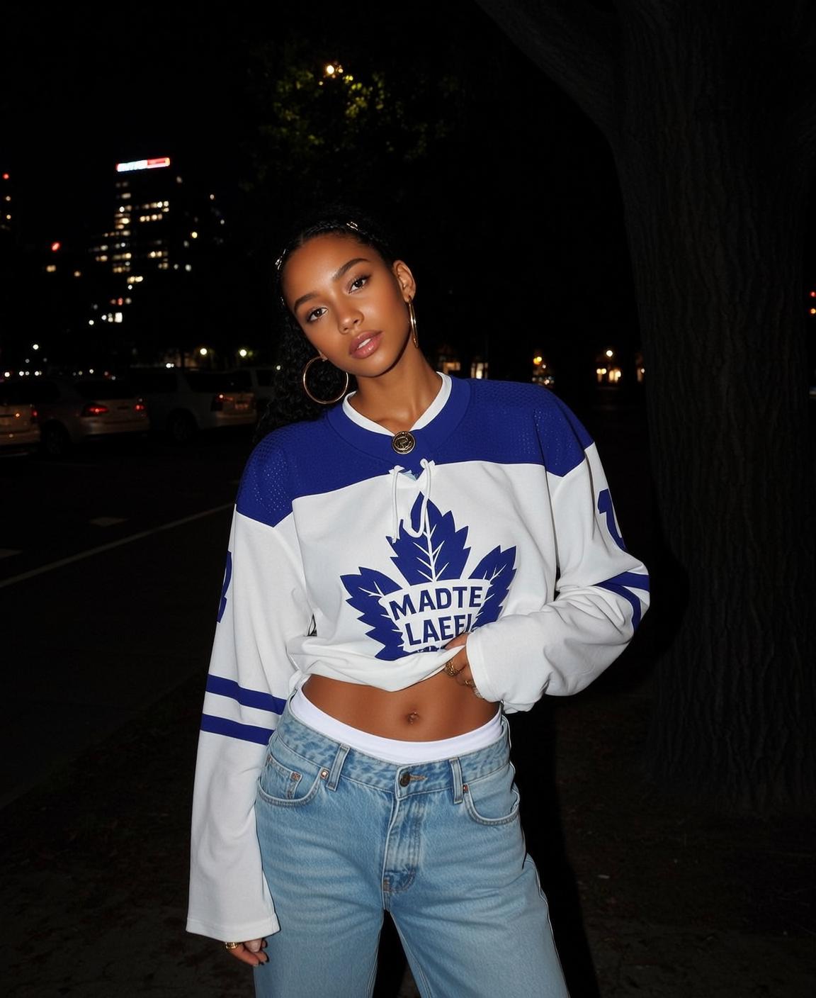 Street At Night Hockey Jersey Jeans