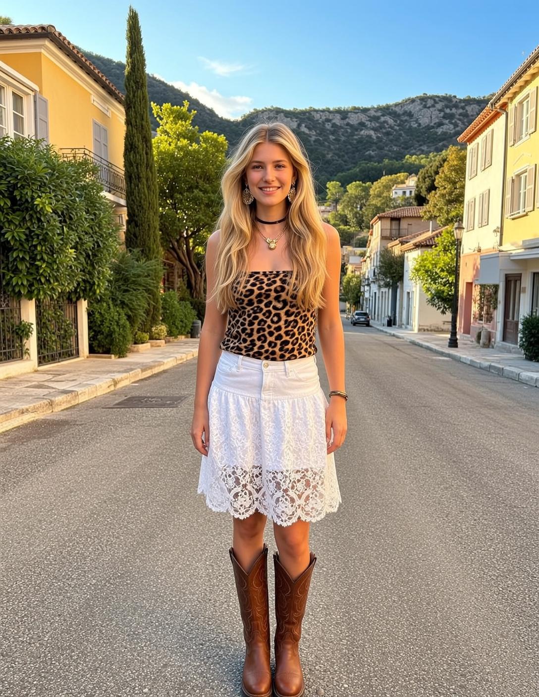 Leopard Top Cowgirl Skirt Look