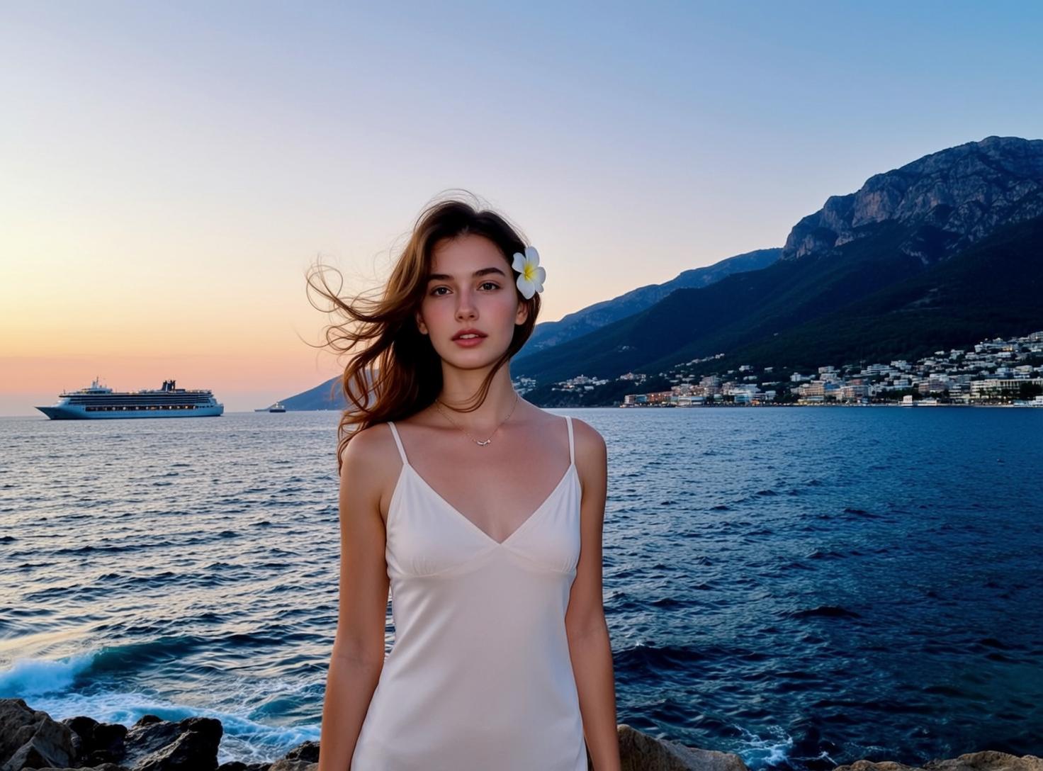 White Slip Coastal Sunset Look