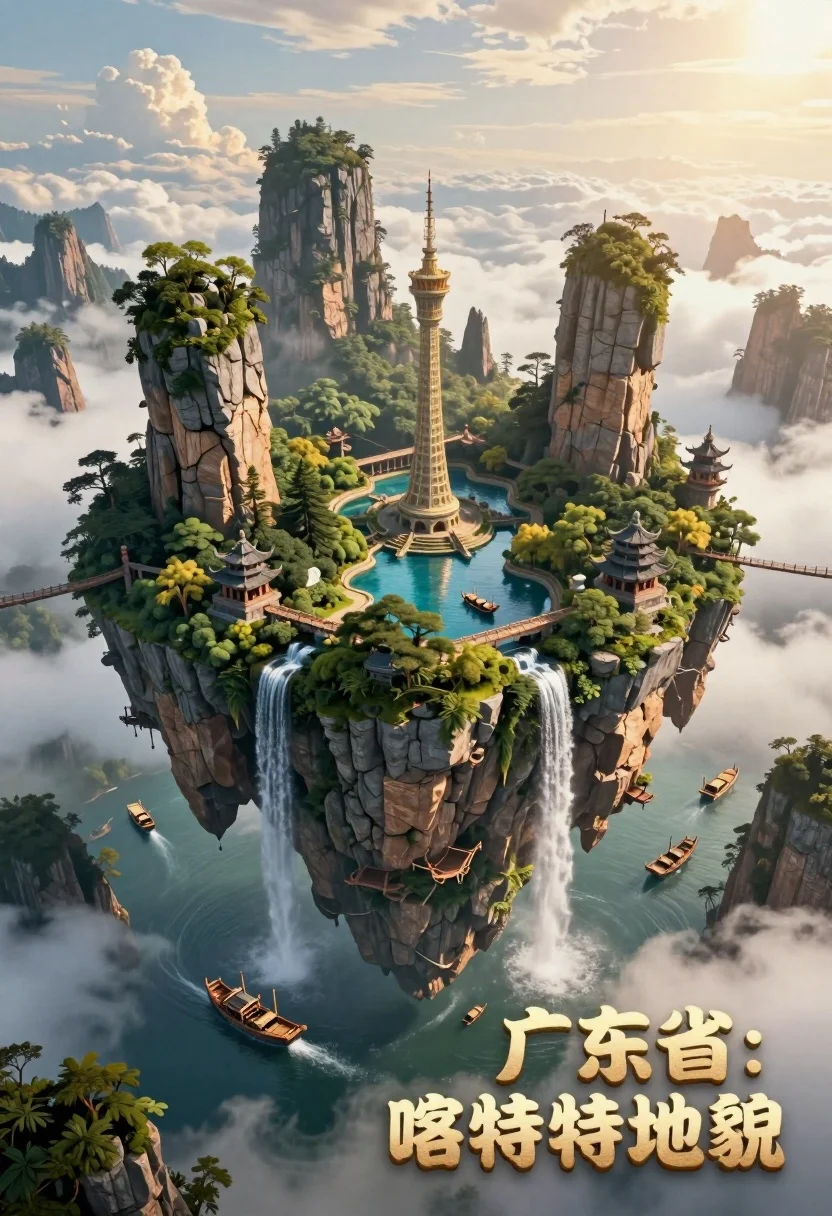 Majestic Floating Island Suspended Above Sea Clouds Featuring Lush Greenery