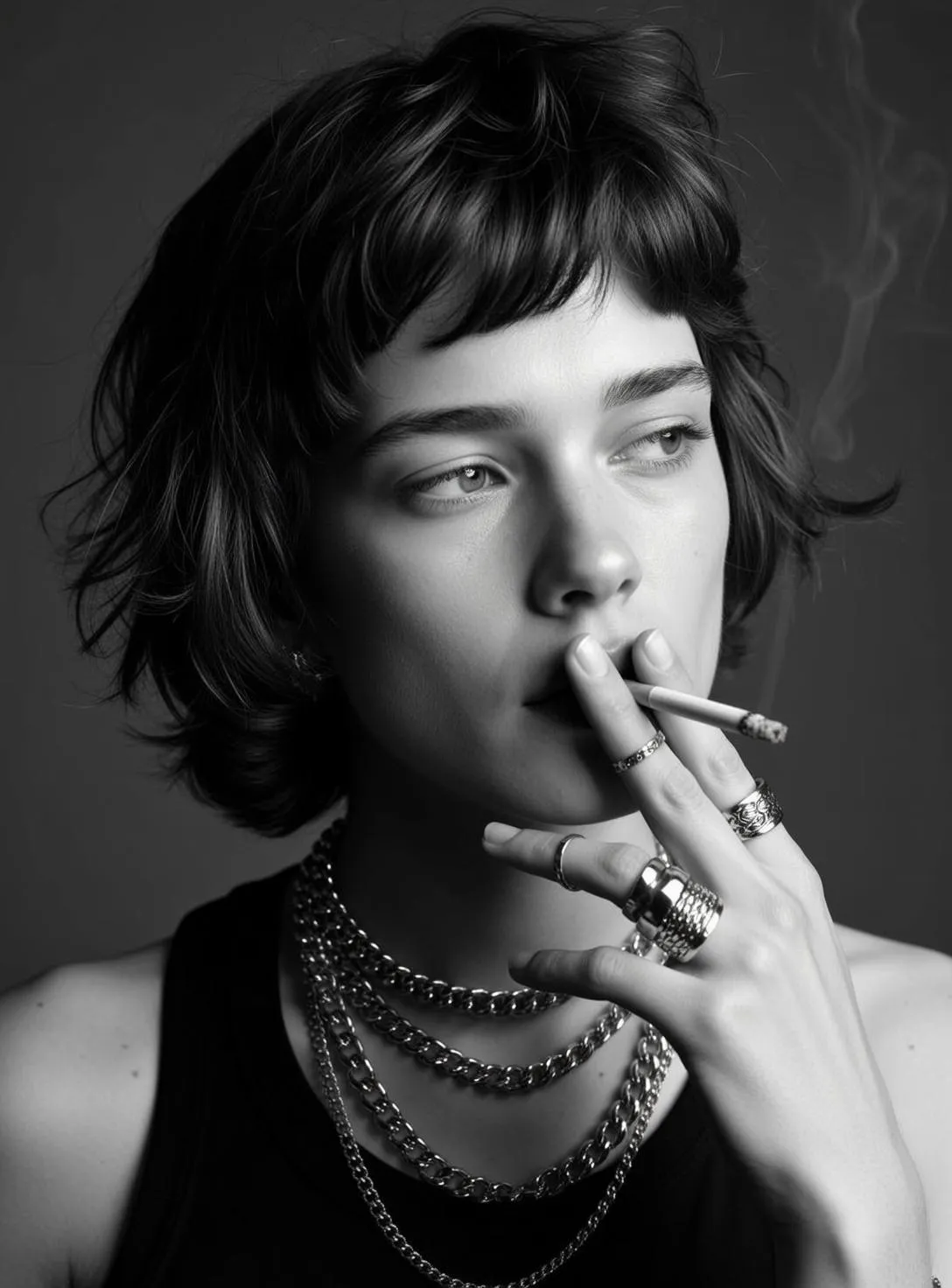 Makeup Earrings Necklace And Rings In Fashion Portrait
