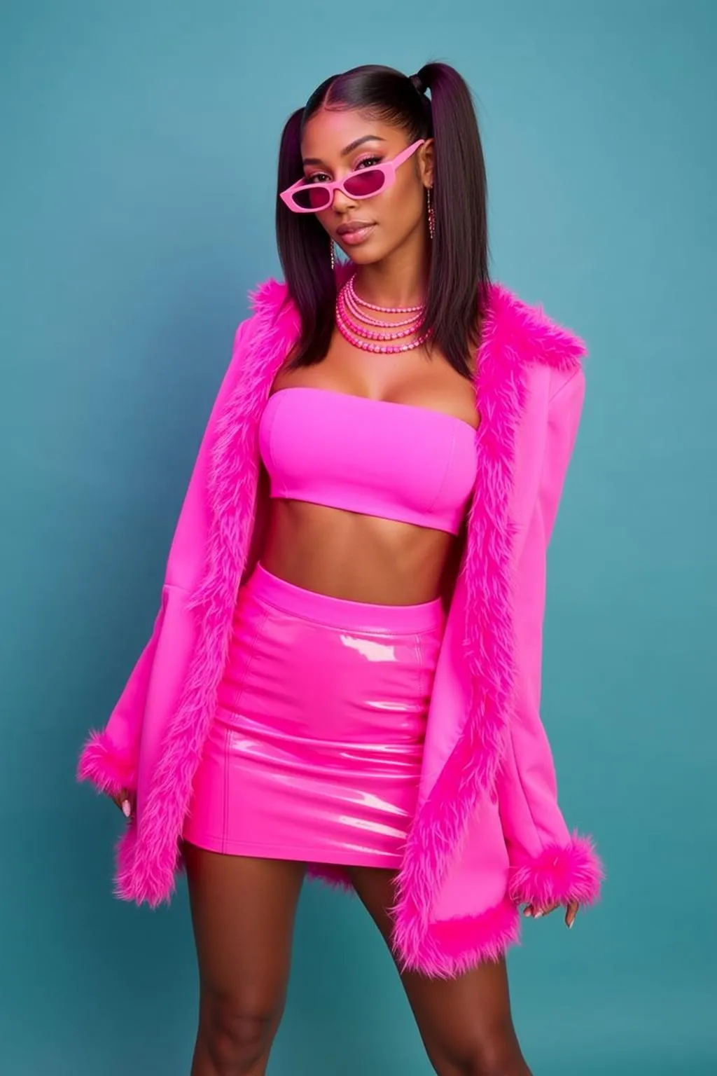 Sunglasses Earrings And Necklace In Studio Portrait