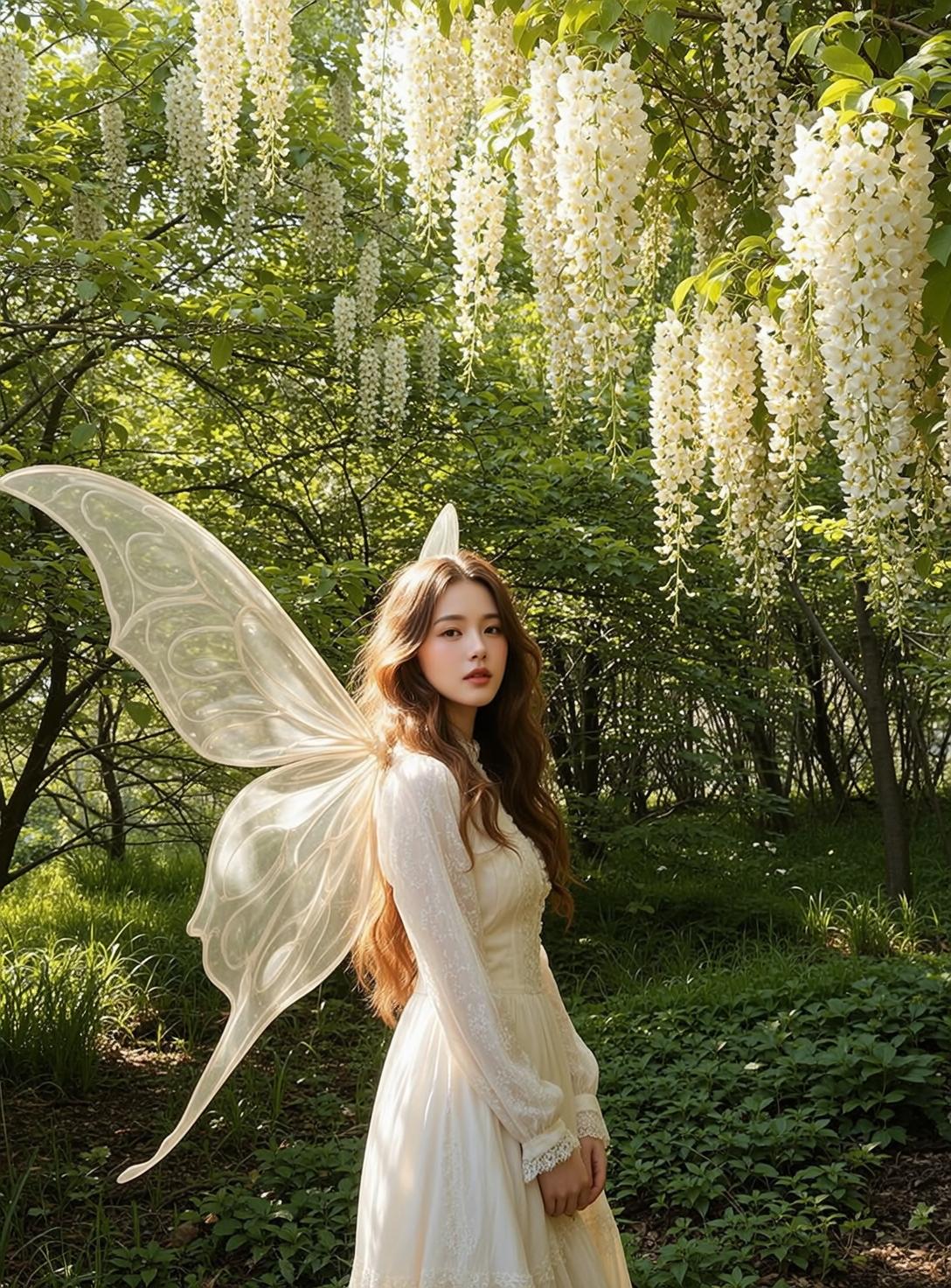 Fairycore Young Long Wavy Brown Fair Long-sleeved