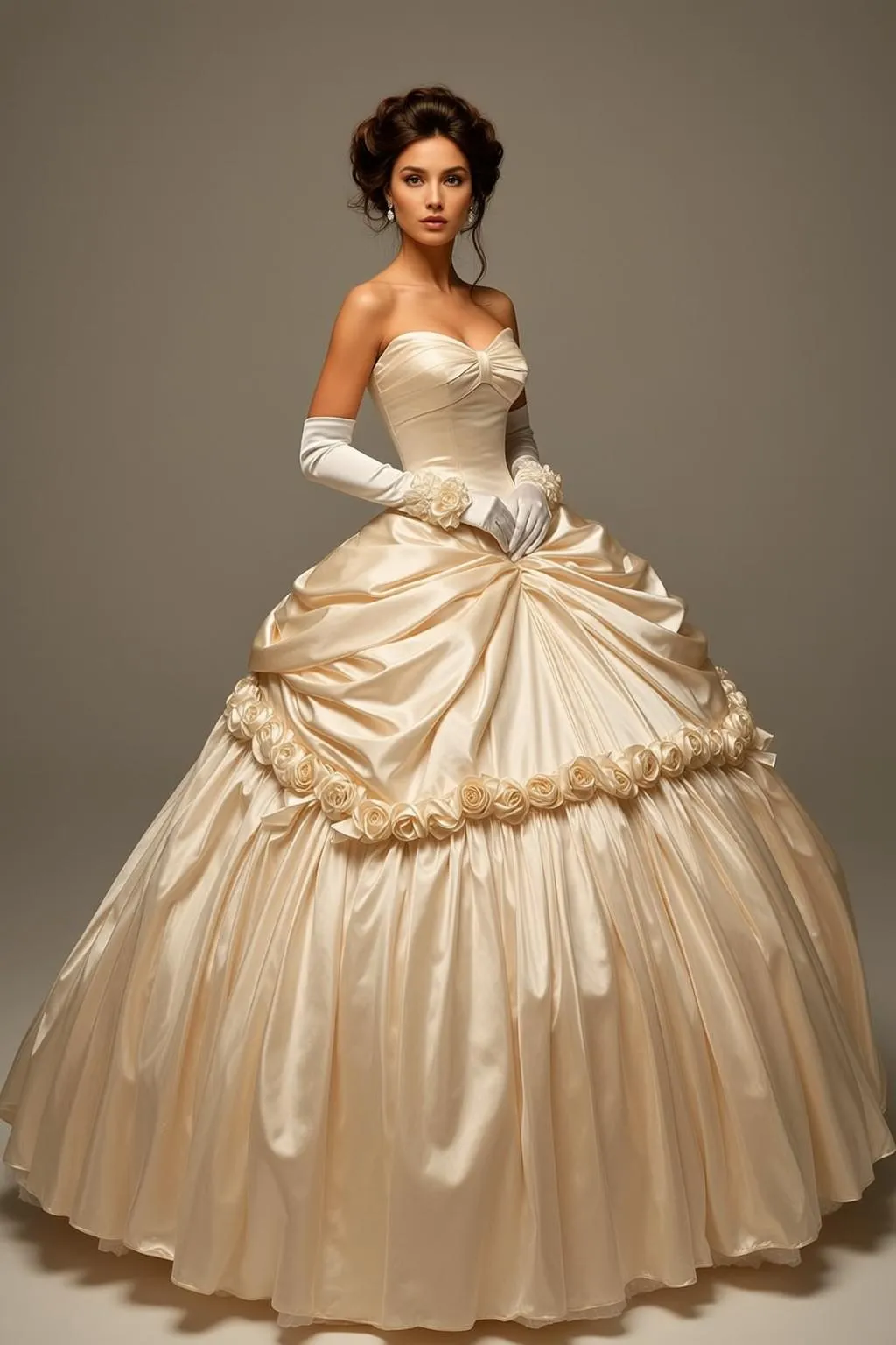 Earrings With Voluminous Strapless Ball Gown