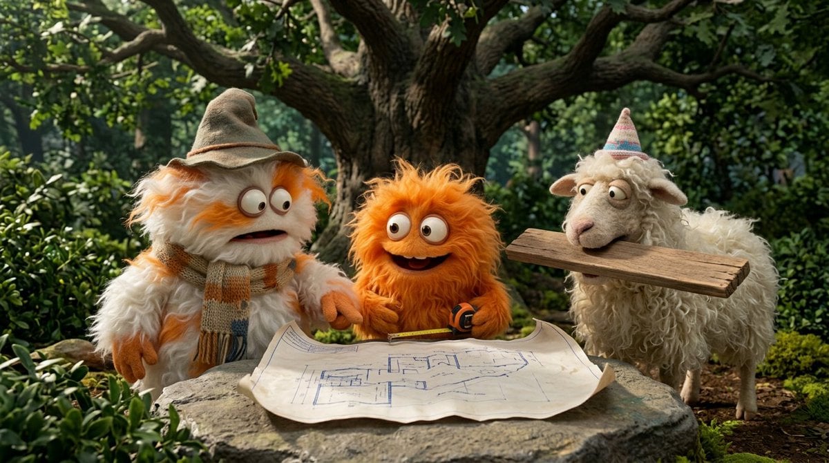 Fluffy Creatures Build Happy Treehouse Story