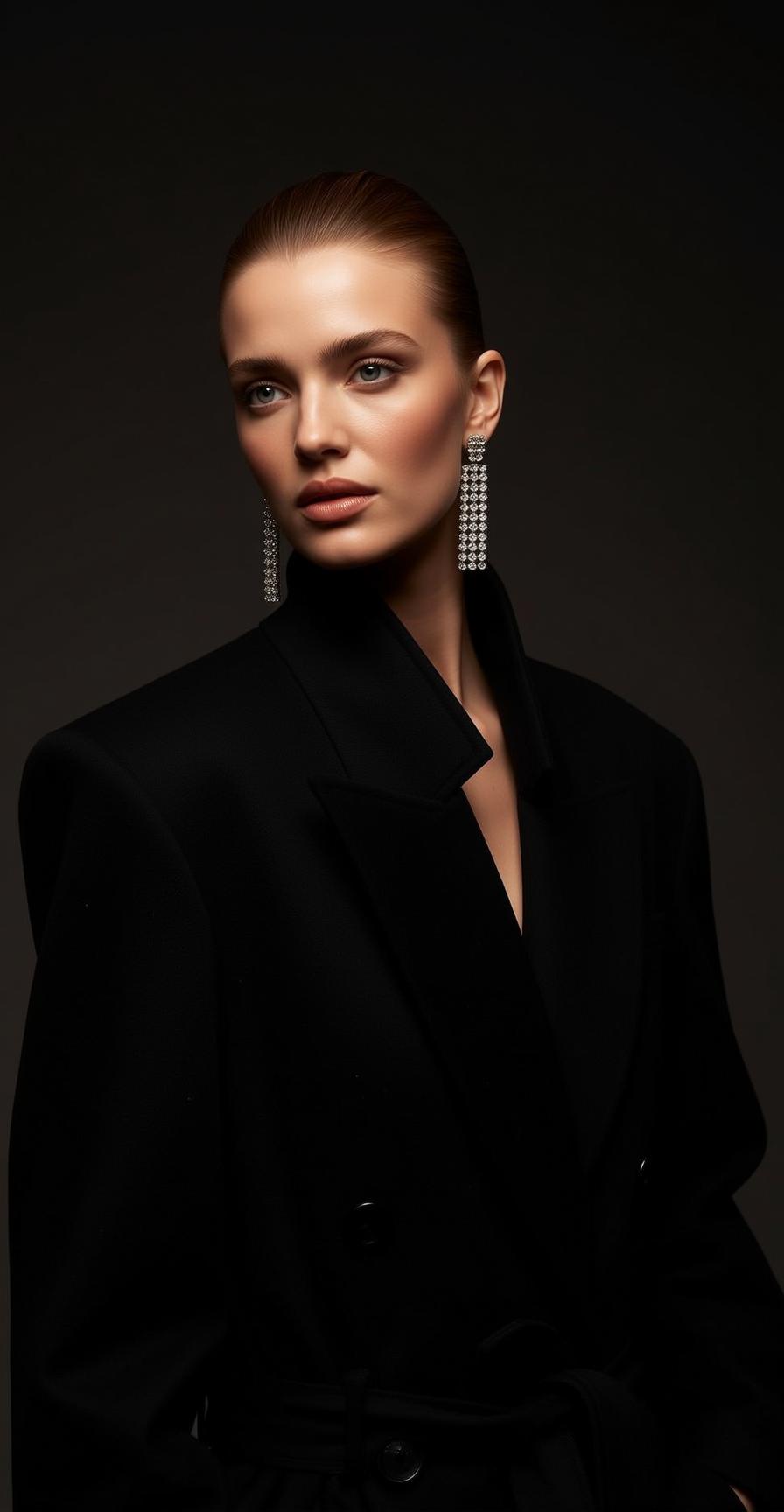 Luxury Pulled Back Fair Black Blazer Long