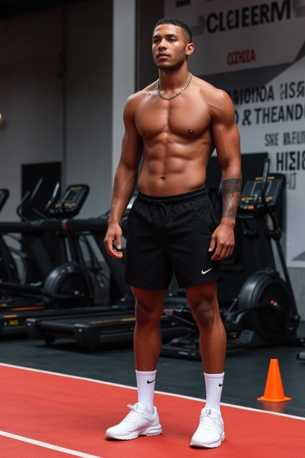 Muscular Short Black Hair Tan Skin Athletic