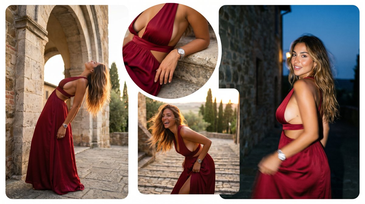 Burgundy Satin Dress Romanesque Arch Sunset Hills