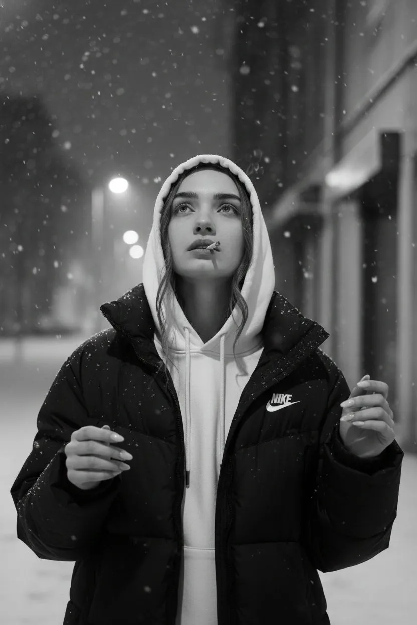 Snowy Night Cigarette Portrait