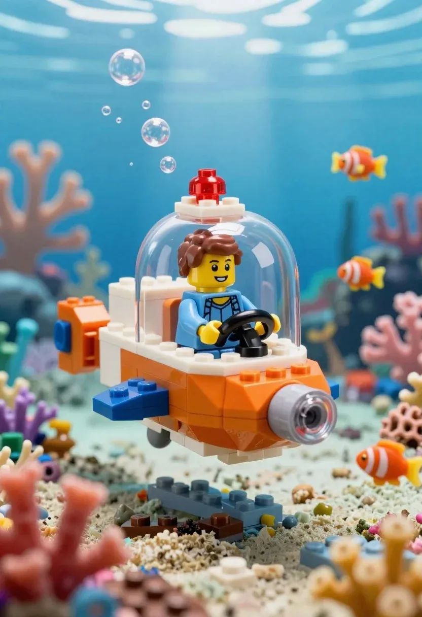 Lego Minifigure Pilot Sits Inside Transparent Dome Orange And White